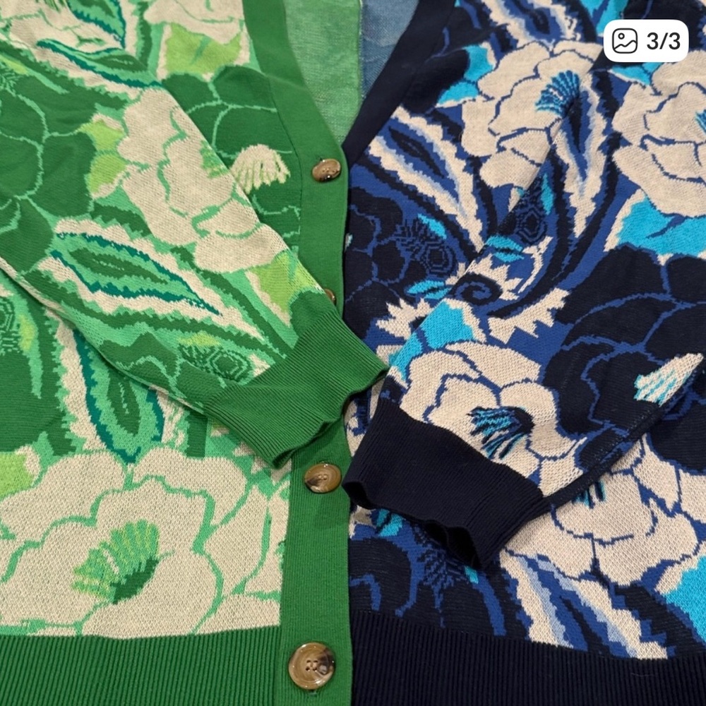 FARM Rio Green and Blue Floral Cardigan